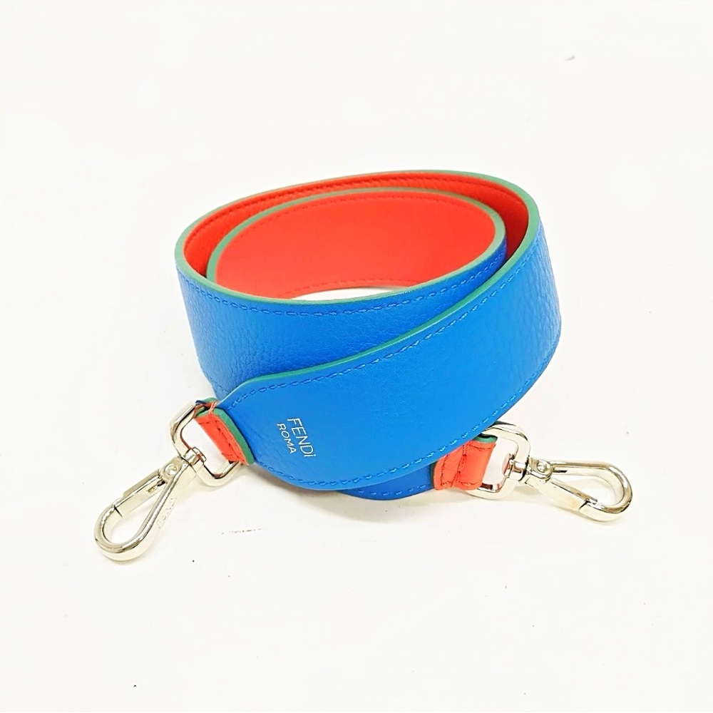 Fendi Blue and Red Leather Bag Strap